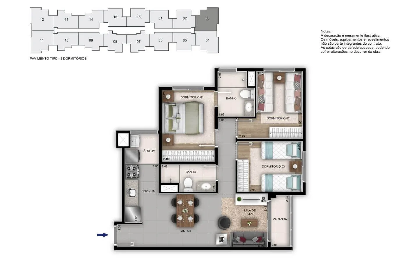 Planta 1: Orla Recreio Prainha, apartamento de alto padrão no Recreio dos Bandeirantes, Rio de Janeiro