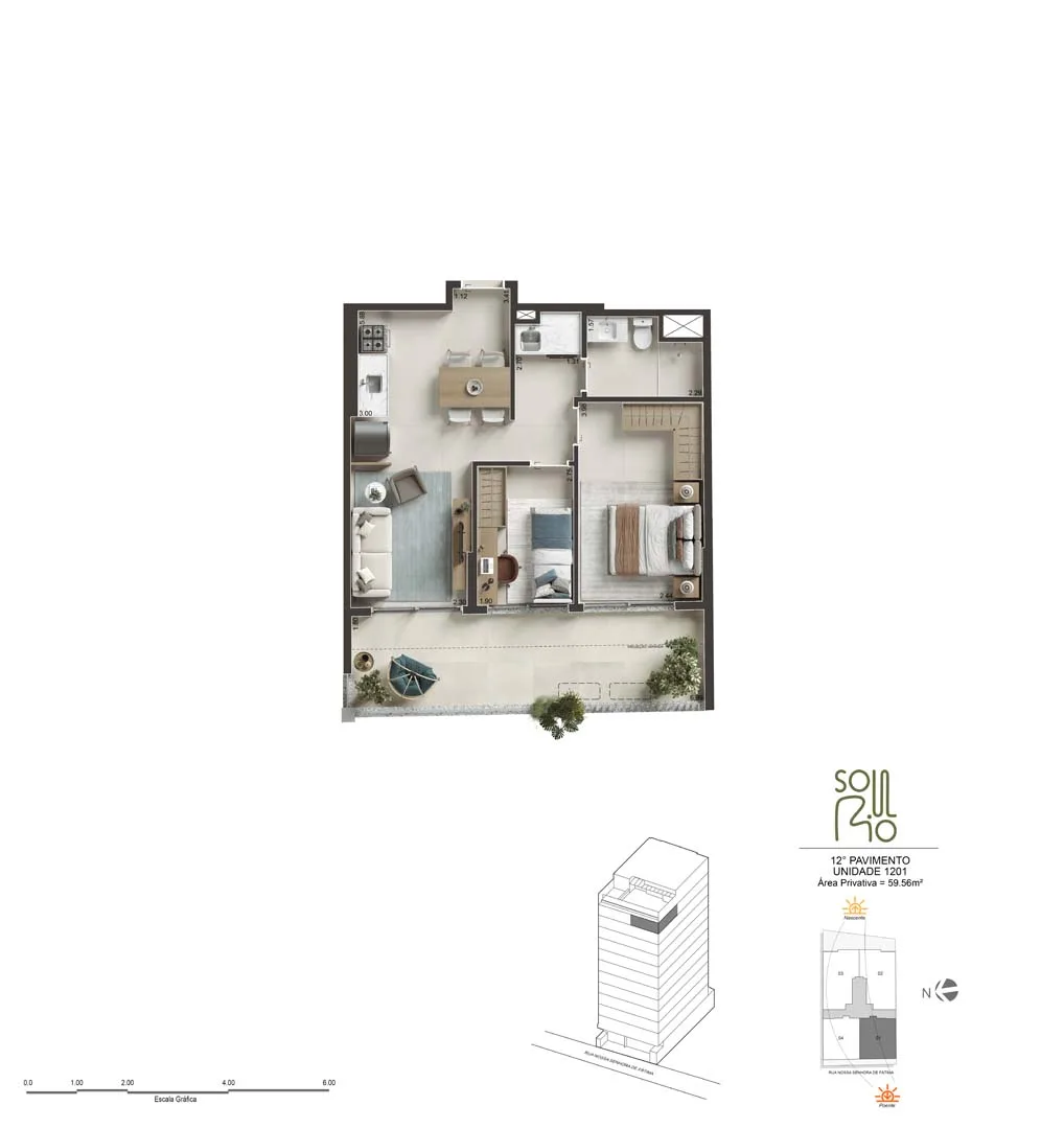 Planta 13: Soul Rio Nossa Senhora de Fátima, studio de alto padrão no Centro, Rio de Janeiro
