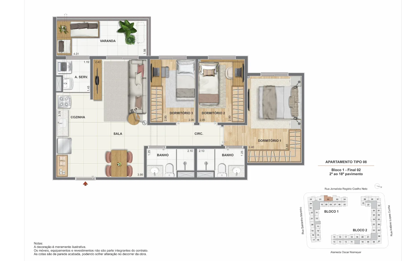 Planta 3: Orla Central , apartamento de alto padrão no Centro, Rio de Janeiro
