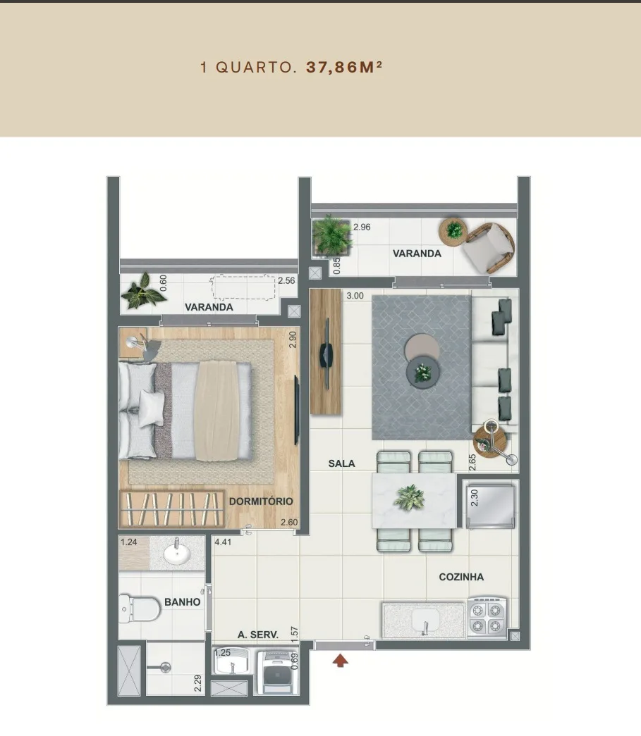 Planta 4: Residencial Erê Porto Maravilha, studio de alto padrão no Centro, Rio de Janeiro