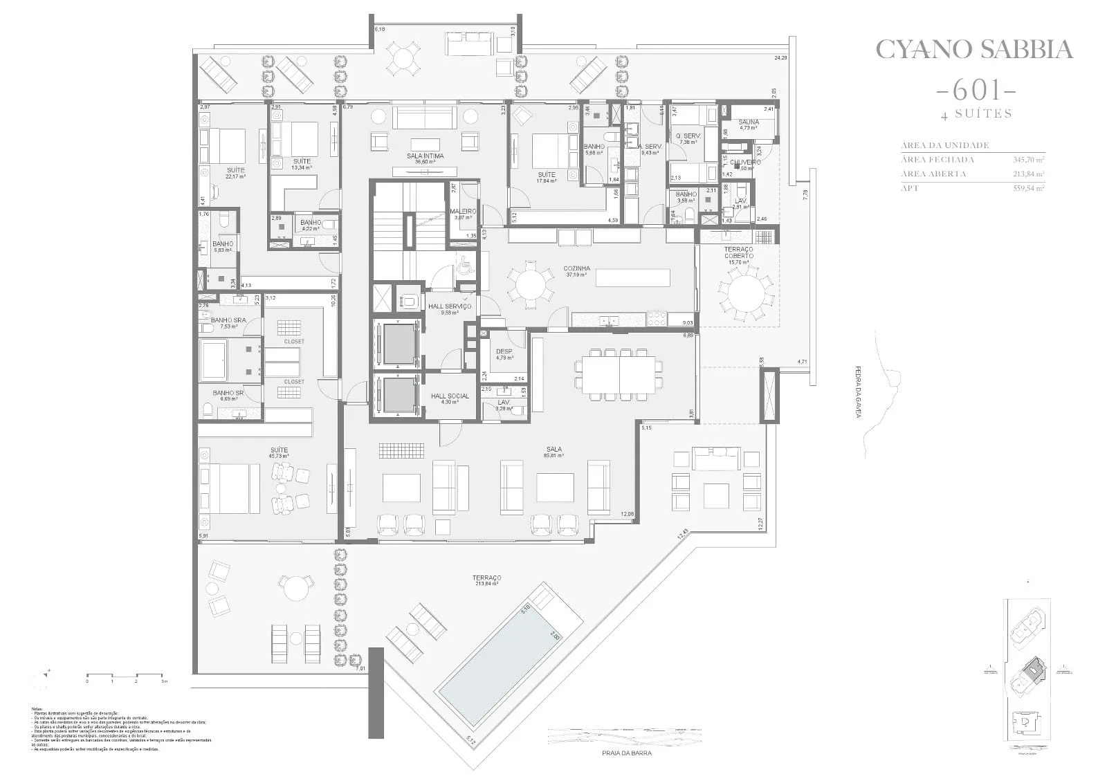 Planta 6: Cyano Exclusive Residences, apartamento de alto padrão na Barra da Tijuca, Rio de Janeiro