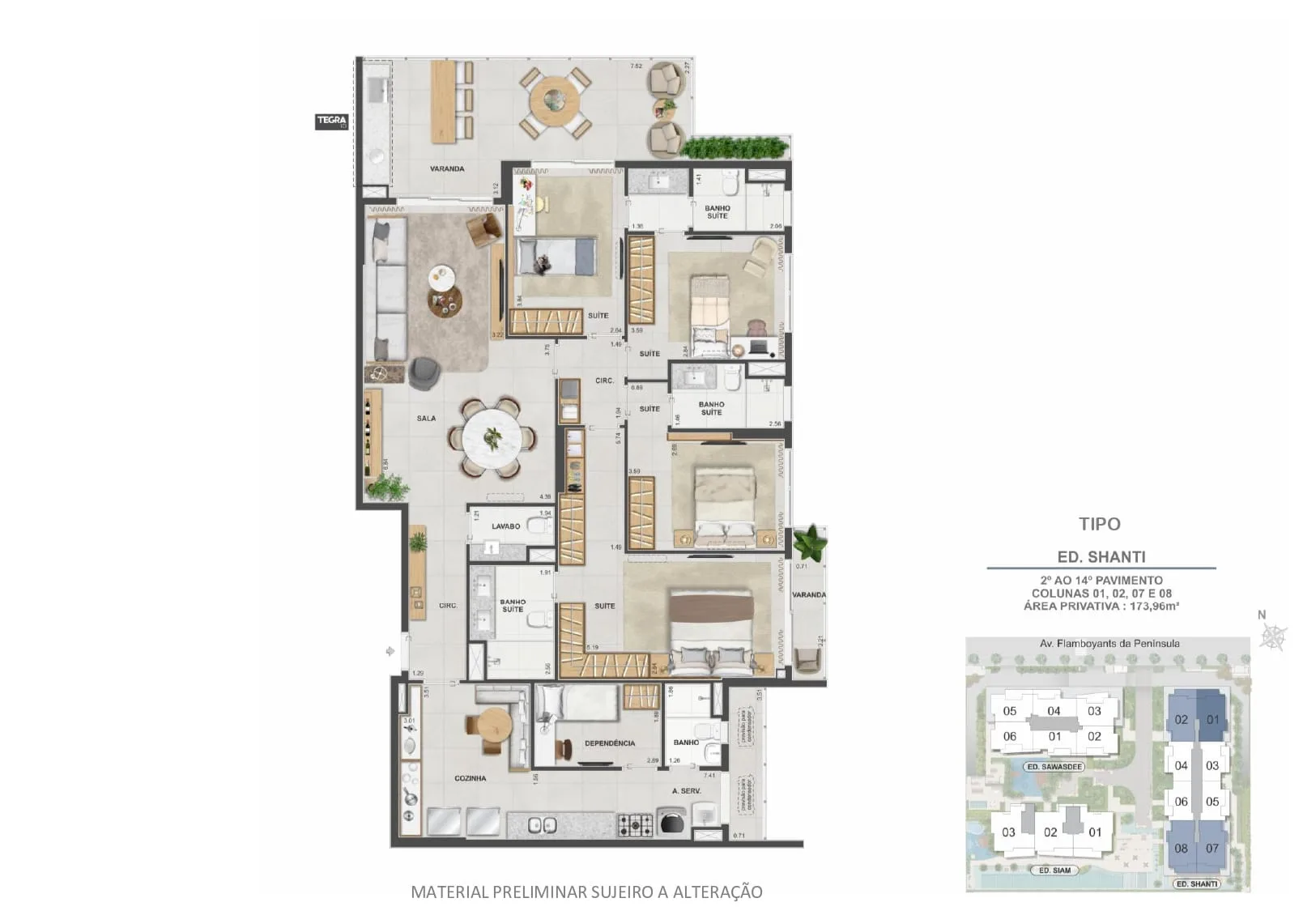Planta 1: Península Collection, apartamento de alto padrão na Barra da Tijuca, Rio de Janeiro