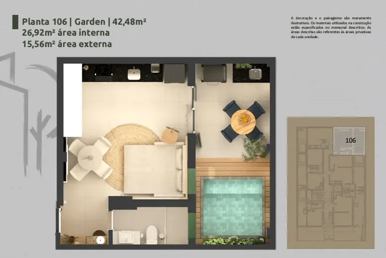 Planta 6: Residencial Vilares Copacabana, studio de alto padrão em Copacabana, Rio de Janeiro