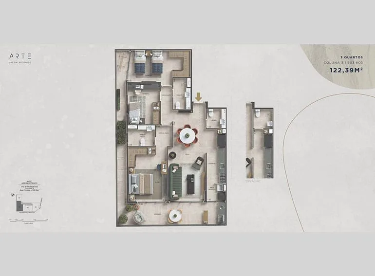 Planta 13: Arte Jardim Botânico, apartamento de alto padrão no Jardim Botânico, Rio de Janeiro