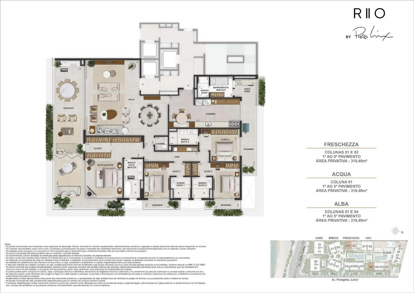 Planta 5: Riio by Piero Lissoni, apartamento de alto padrão na Barra da Tijuca, Rio de Janeiro