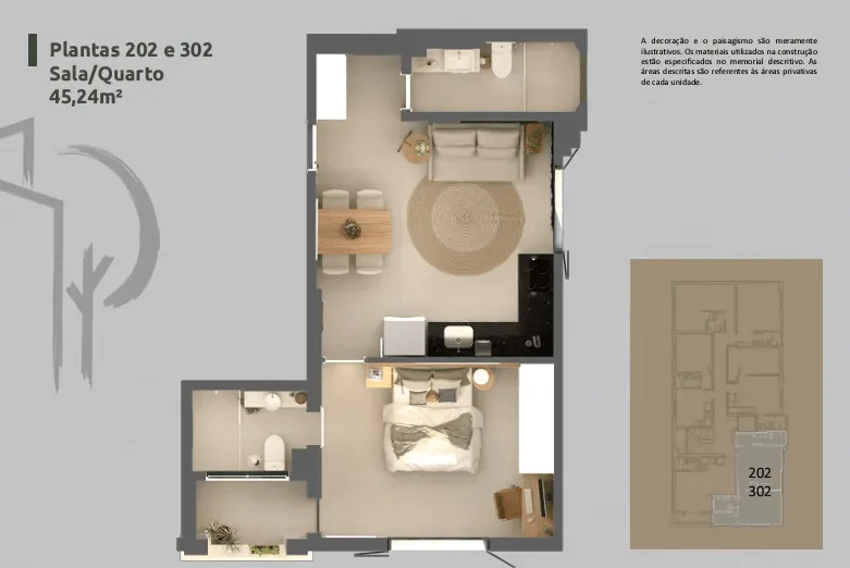 Planta 8: Residencial Vilares Copacabana, studio de alto padrão em Copacabana, Rio de Janeiro