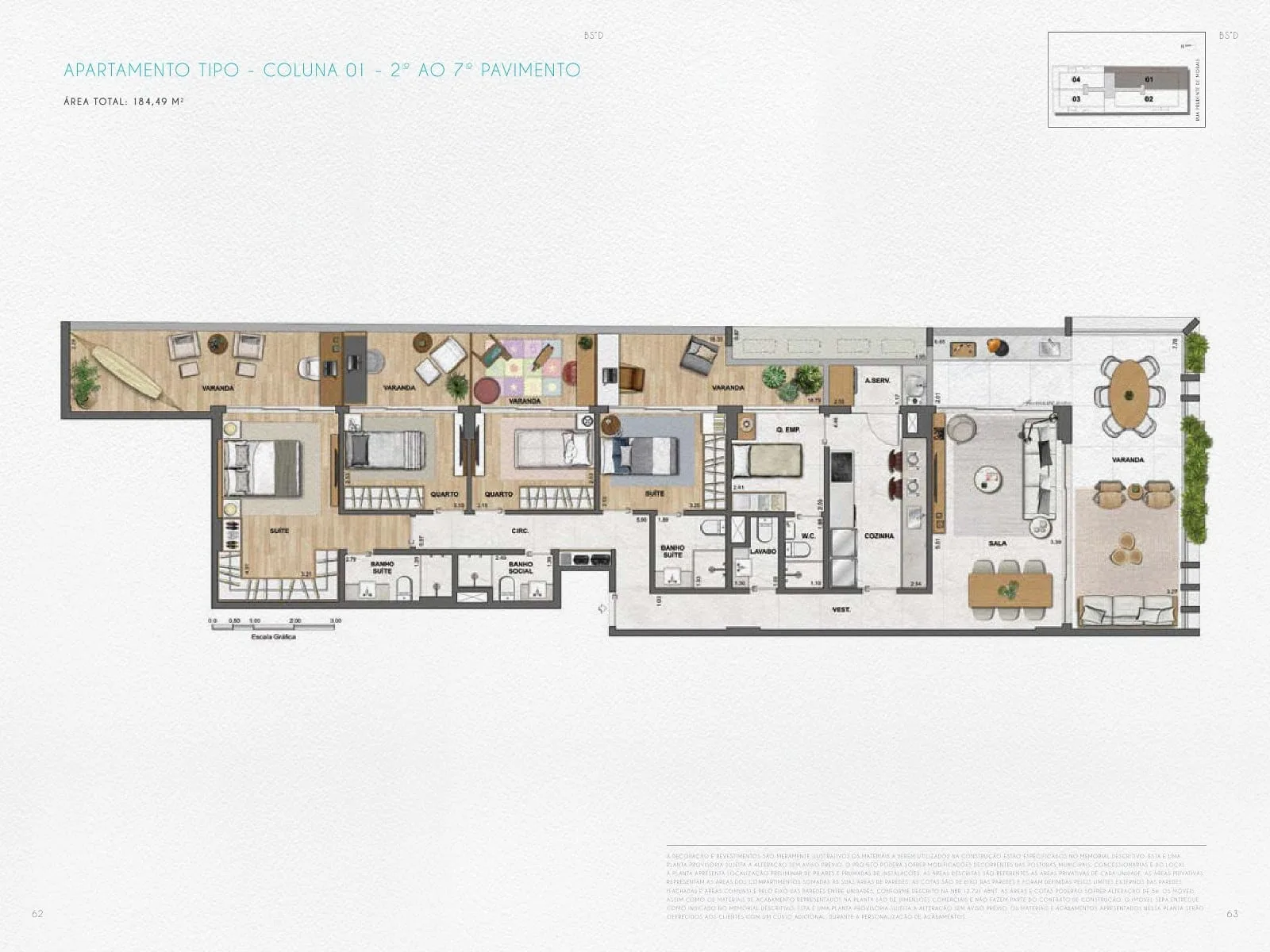 Planta 5: Nove Ipanema Mozak, apartamento de alto padrão em Ipanema, Rio de Janeiro