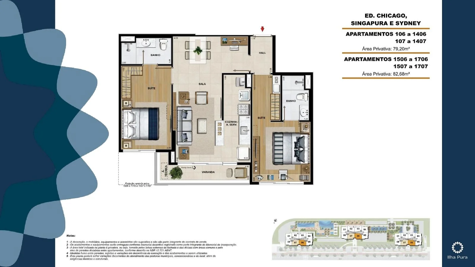 Planta 5: Millenio Ilha Pura, apartamento de alto padrão na Barra da Tijuca, Rio de Janeiro