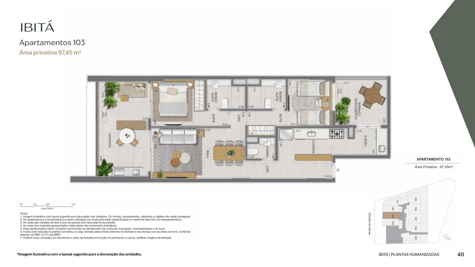 Planta 3: Casas Ibitá São Conrado, apartamento de alto padrão em São Conrado, Rio de Janeiro