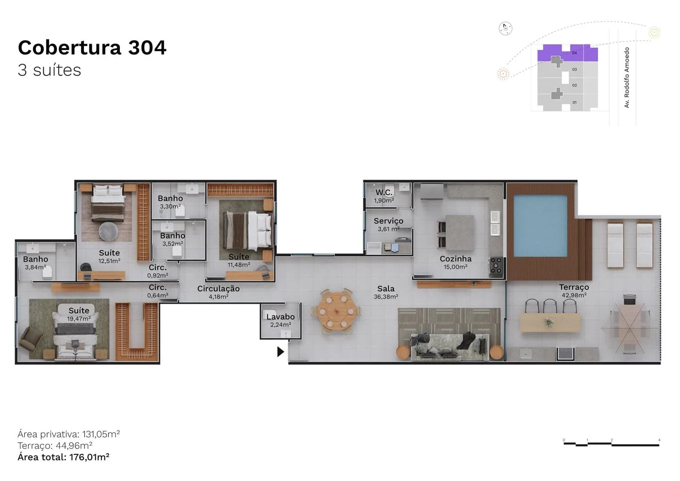 Planta 14: Haus Jardim Oceânico, apartamento de alto padrão na Barra da Tijuca, Rio de Janeiro