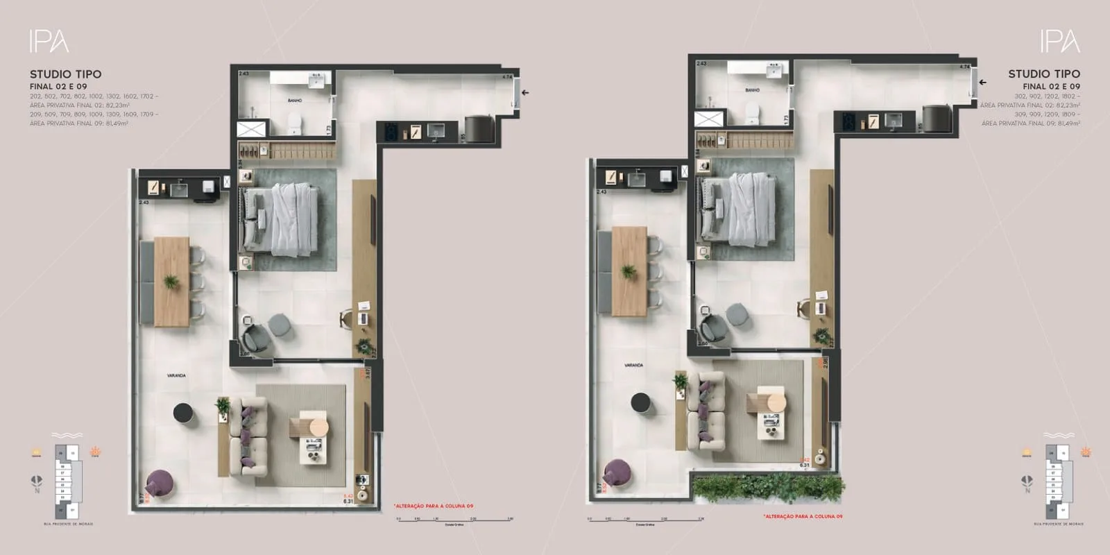 Planta 8: Ipa Studios , studio de alto padrão em Ipanema, Rio de Janeiro