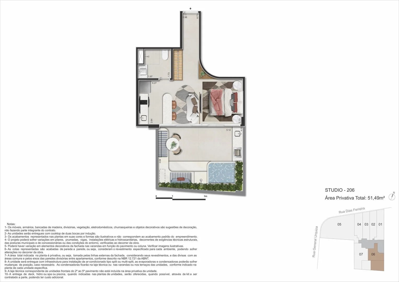 Planta 13: Dias Ferreira Leblon Studios, studio de alto padrão no Leblon, Rio de Janeiro