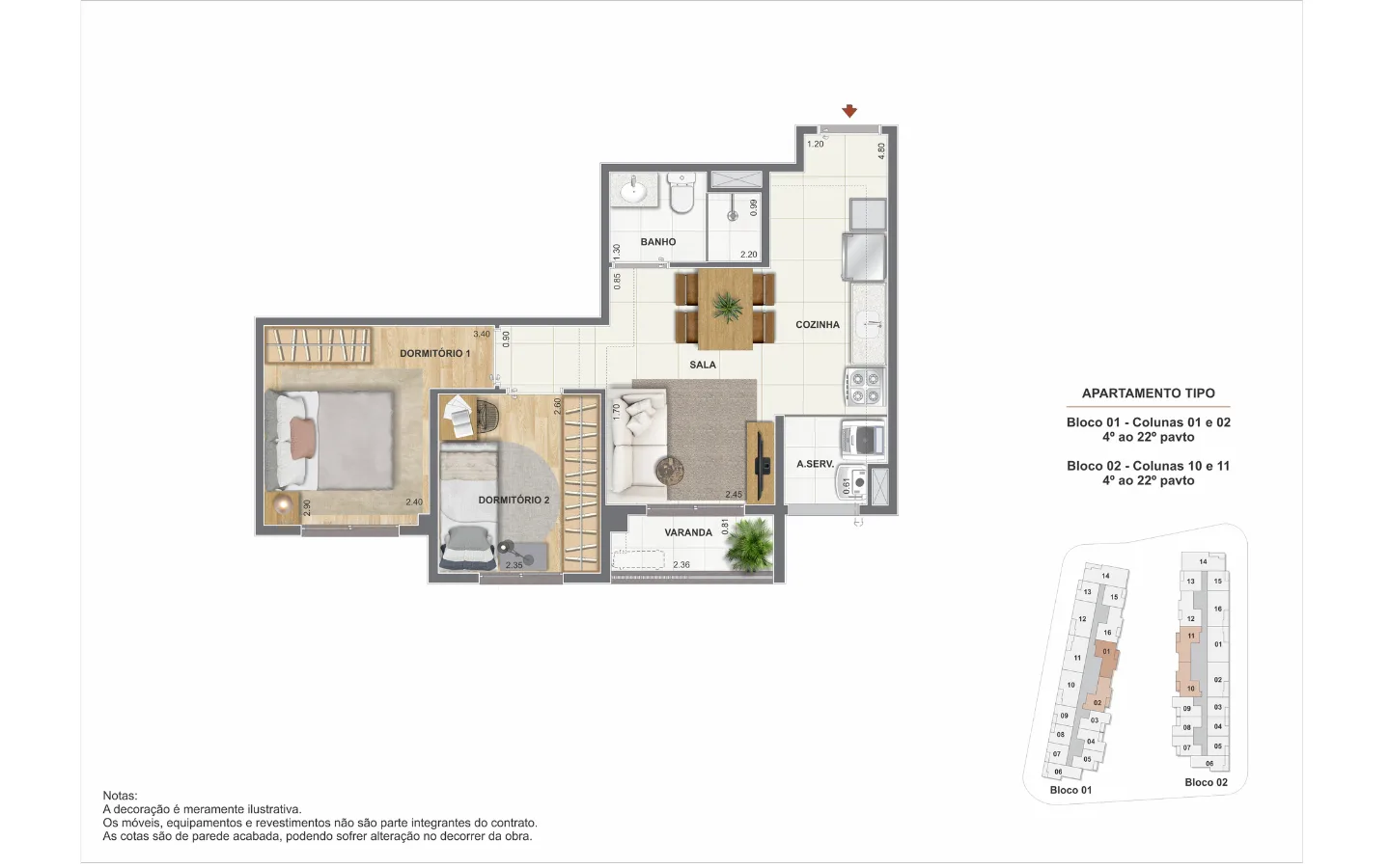 Planta 3: The Pier Residencial, studio de alto padrão no Centro, Rio de Janeiro