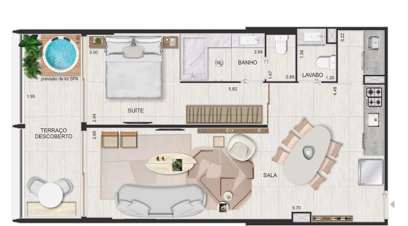 Planta 5: Riô Signature, studio de alto padrão em Ipanema, Rio de Janeiro