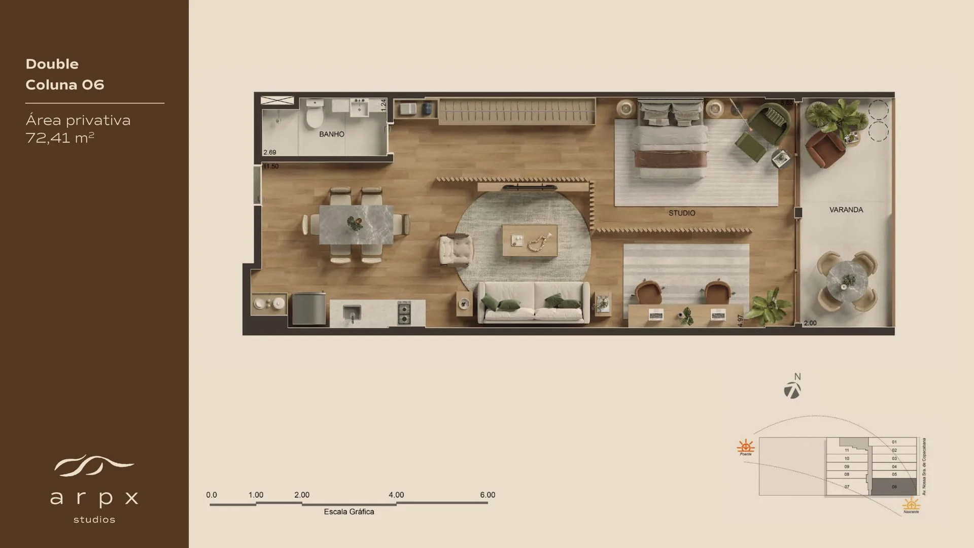 Planta 7: Arpx Studios, studio de alto padrão no Arpoador, Rio de Janeiro