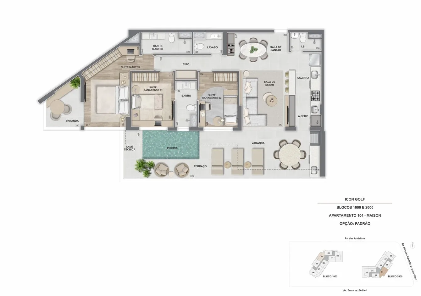 Planta 14: Icon Golf Residence, apartamento de alto padrão na Barra da Tijuca, Rio de Janeiro