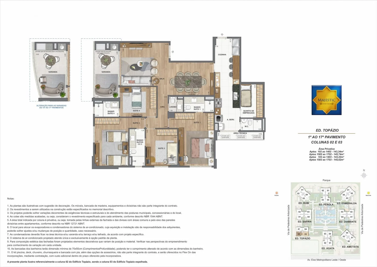 Planta 3: Majestic Cidade Jardim, apartamento de alto padrão na Barra da Tijuca, Rio de Janeiro