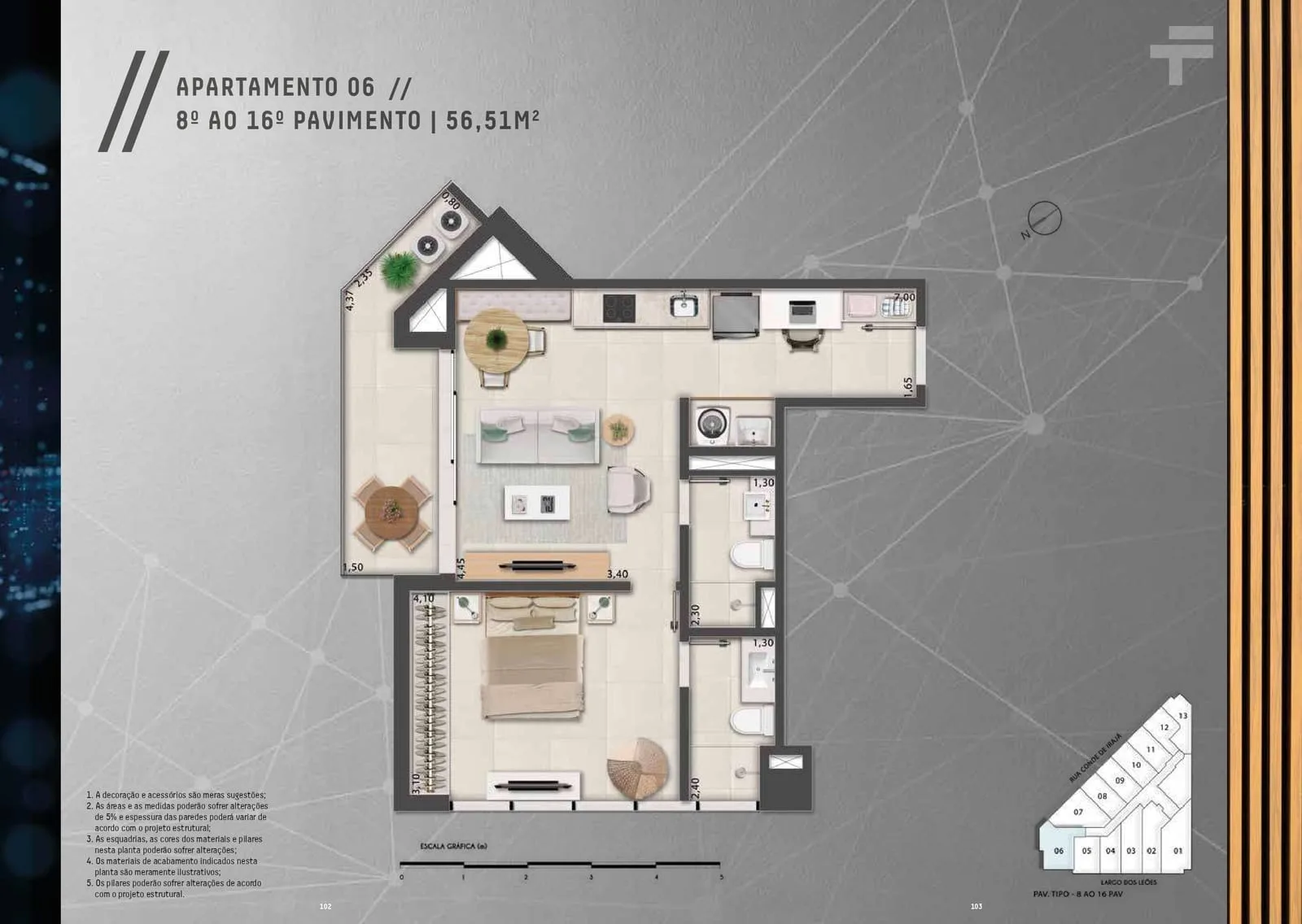 Planta 6: First Humaitá, studio de alto padrão em Outro, Rio de Janeiro