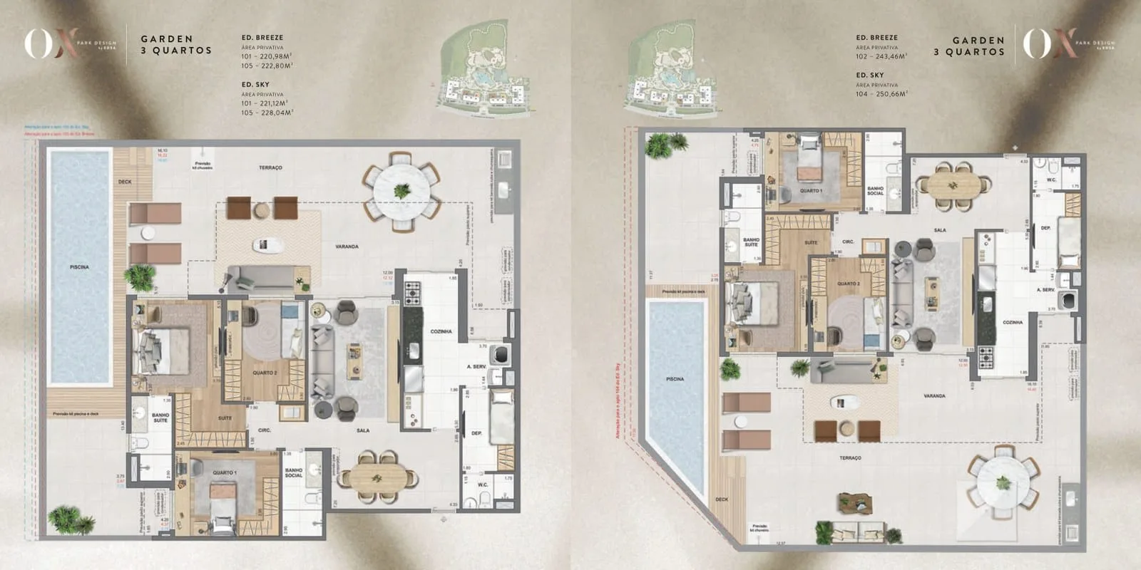Planta 1: Ox Park Design, apartamento de alto padrão na Barra da Tijuca, Rio de Janeiro