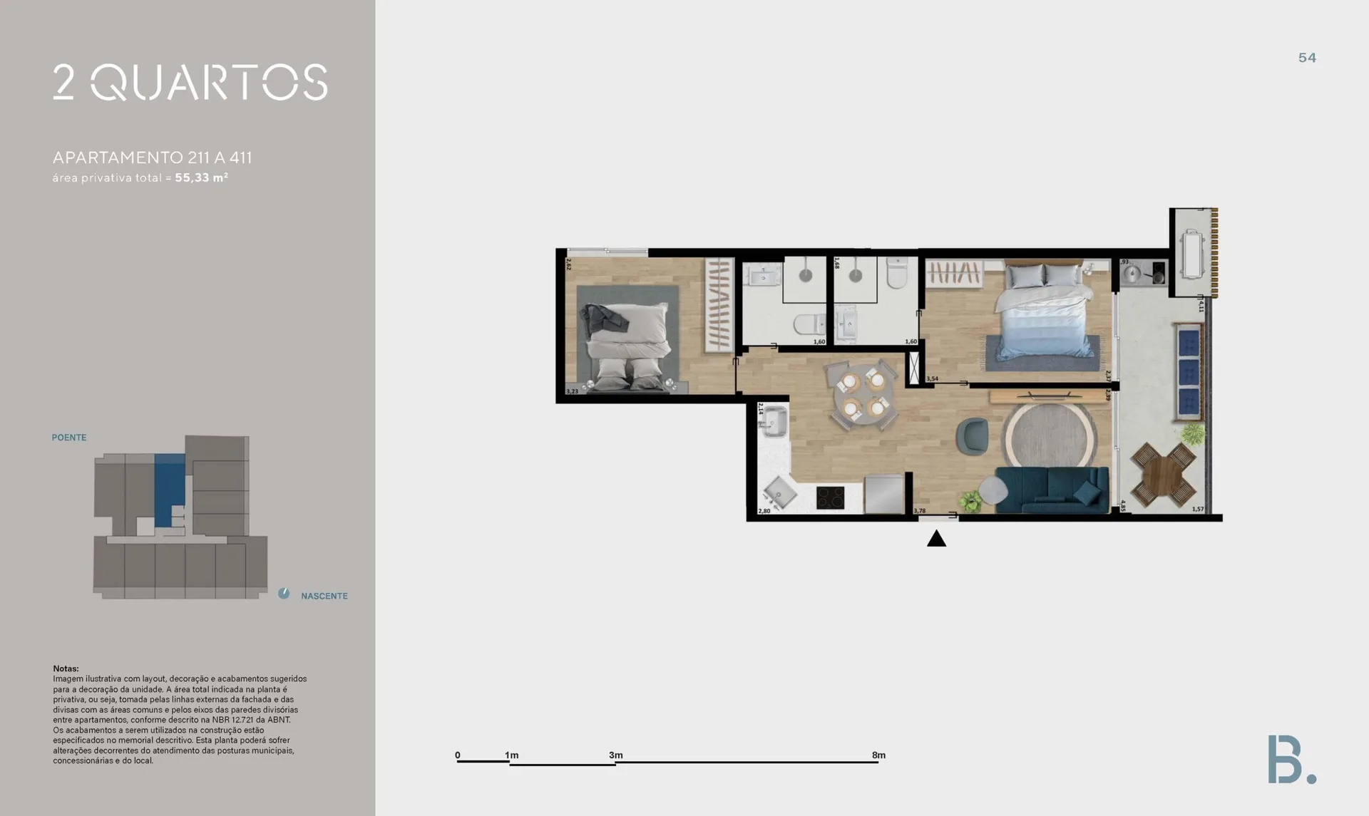 Planta 16: B.Lar Laranjeiras, apartamento de alto padrão em Laranjeiras, Rio de Janeiro