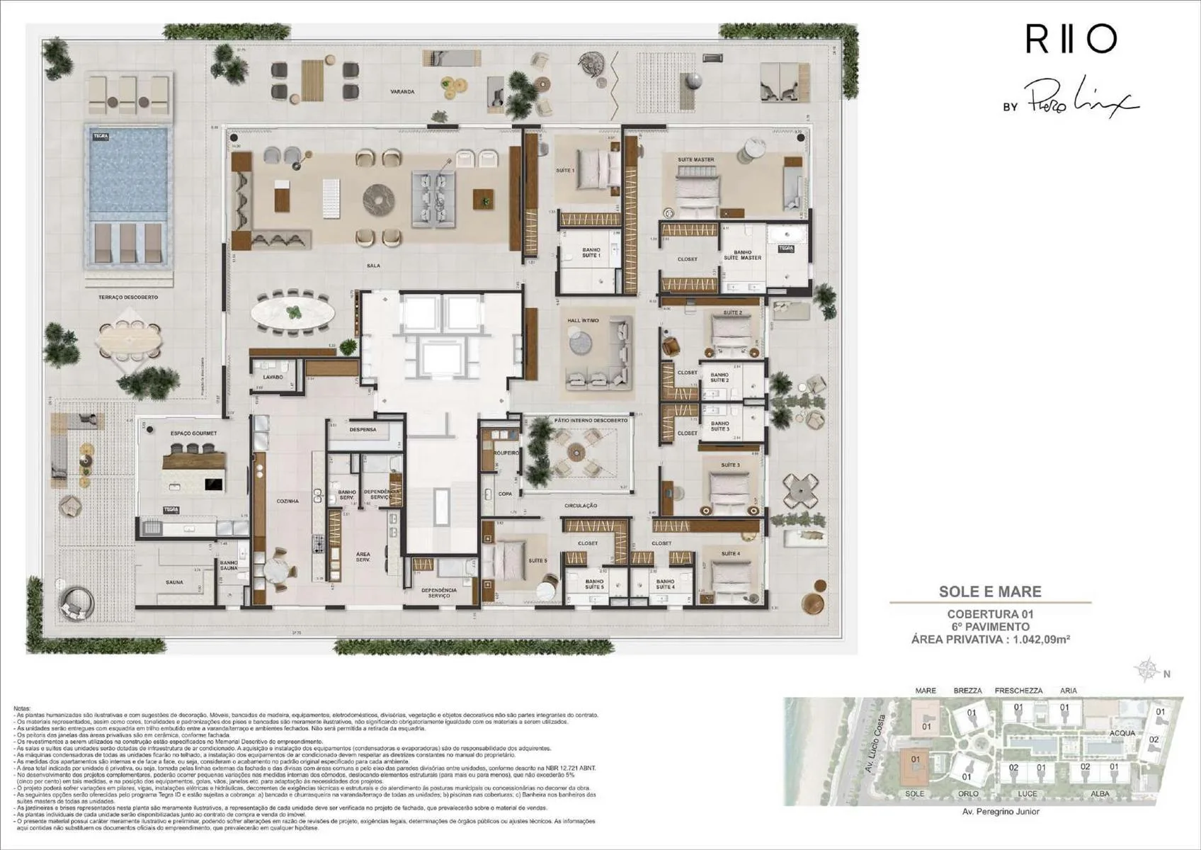 Planta 2: Riio by Piero Lissoni, apartamento de alto padrão na Barra da Tijuca, Rio de Janeiro