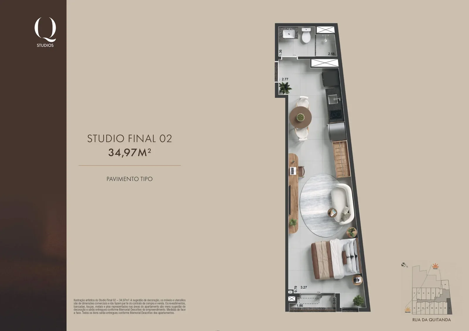 Planta 2: Q Studios Rua da Quitanda, 23, studio de alto padrão no Centro, Rio de Janeiro