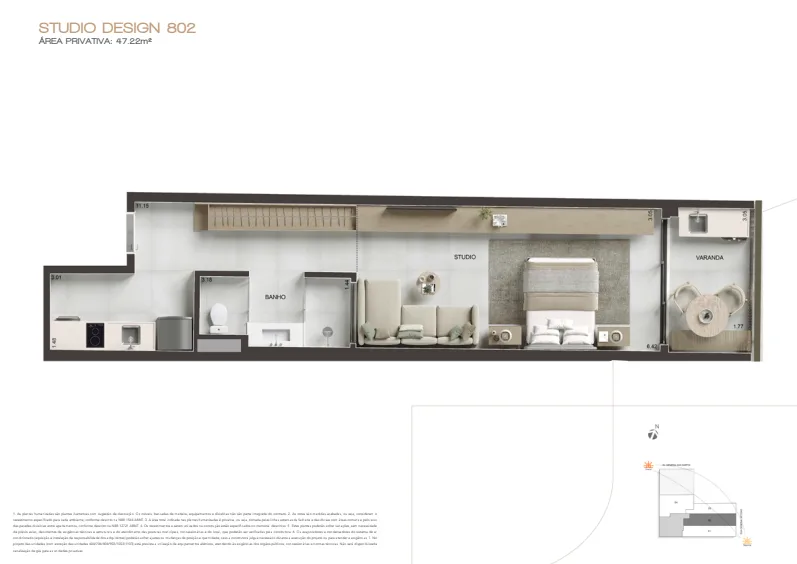 Planta 1: Arti Leblon, studio de alto padrão no Leblon, Rio de Janeiro