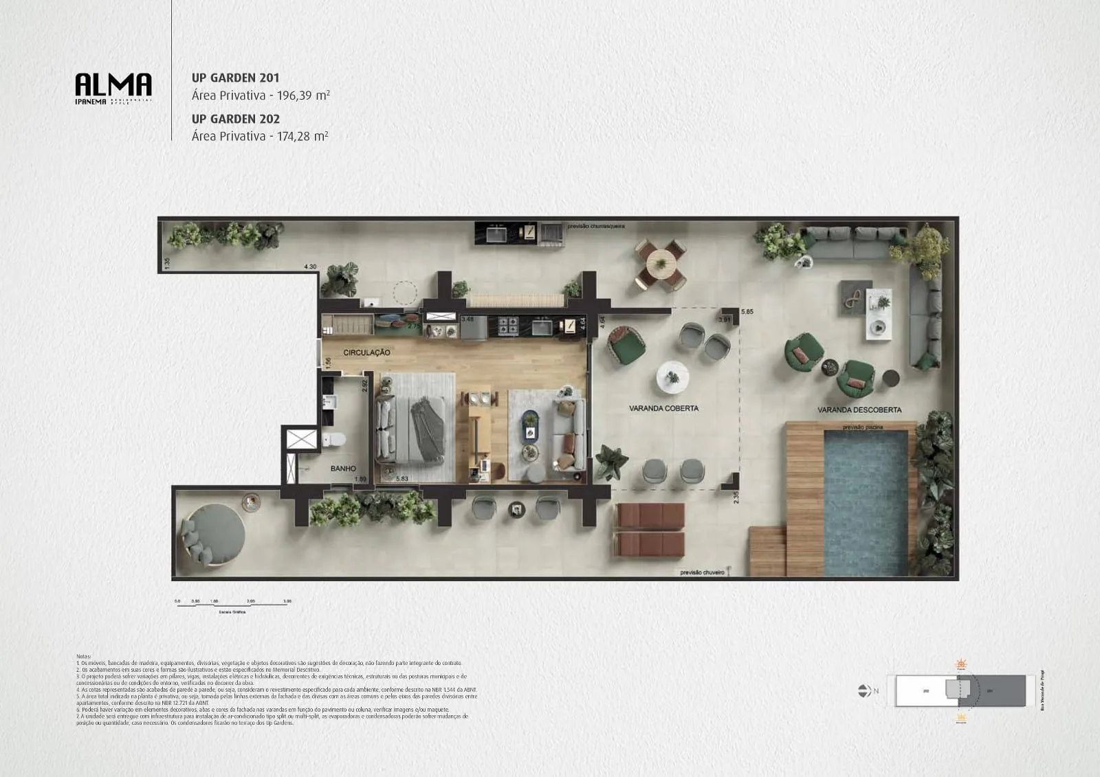 Planta 5: Alma Ipanema, studio de alto padrão em Ipanema, Rio de Janeiro
