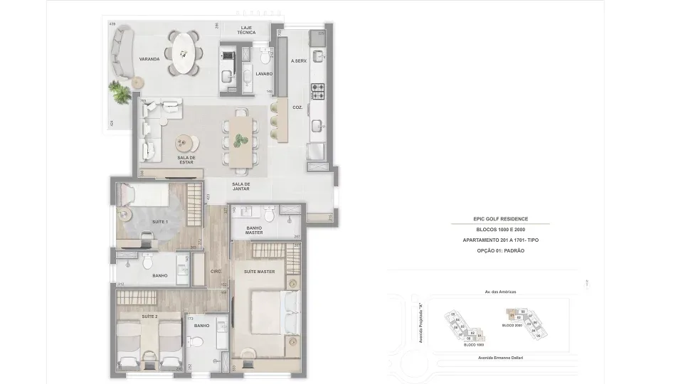 Planta 15: Epic Golf Residence, apartamento de alto padrão na Barra da Tijuca, Rio de Janeiro