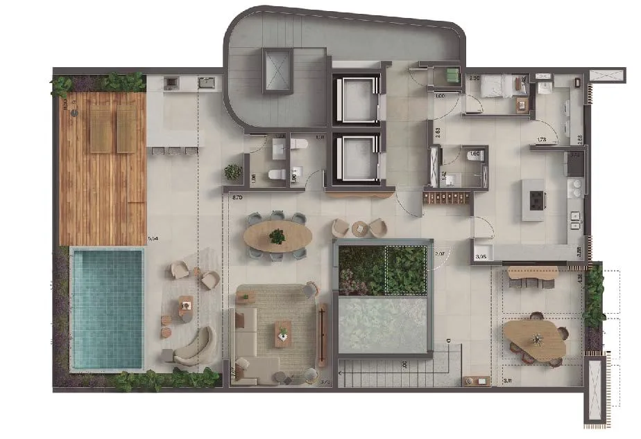 Planta 1: Insigna Península, apartamento de alto padrão na Barra da Tijuca, Rio de Janeiro