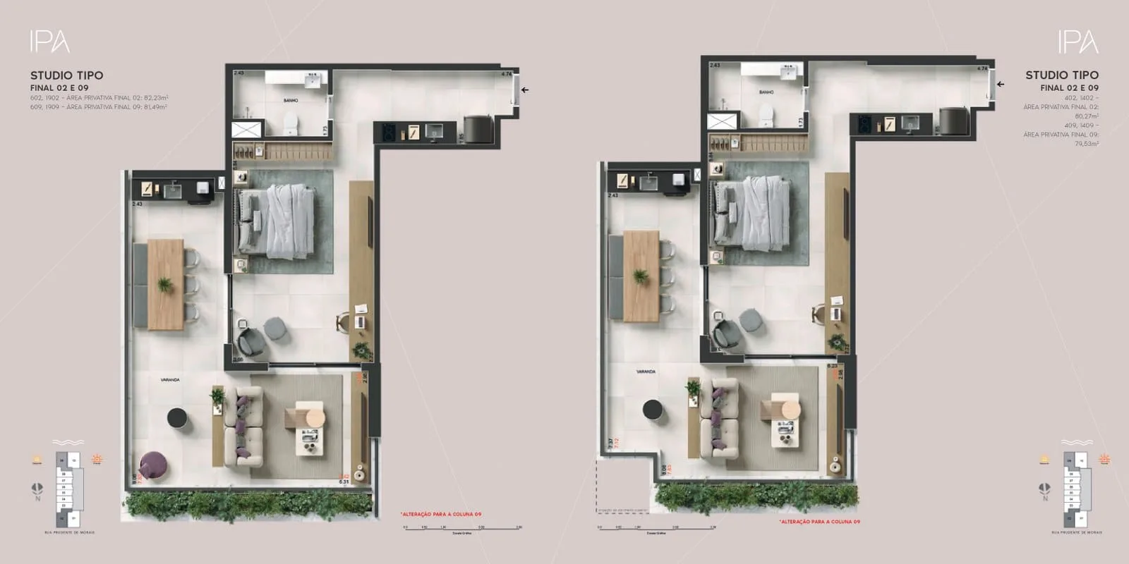 Planta 9: Ipa Studios , studio de alto padrão em Ipanema, Rio de Janeiro