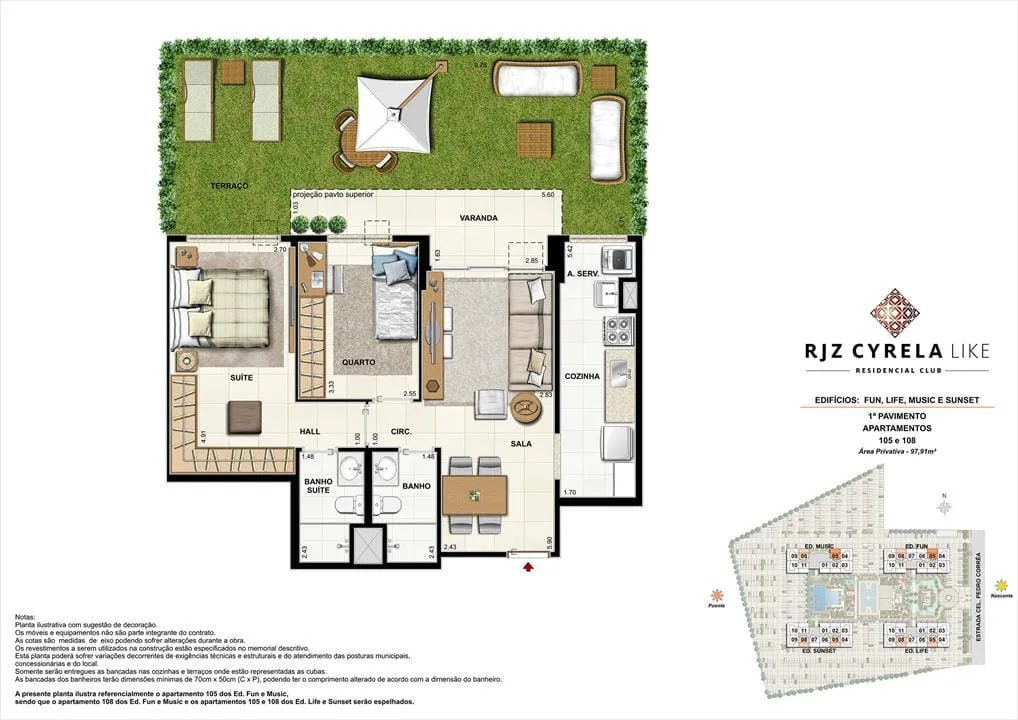 Planta 2: RJZ Cyrela Like, apartamento de alto padrão na Barra da Tijuca, Rio de Janeiro