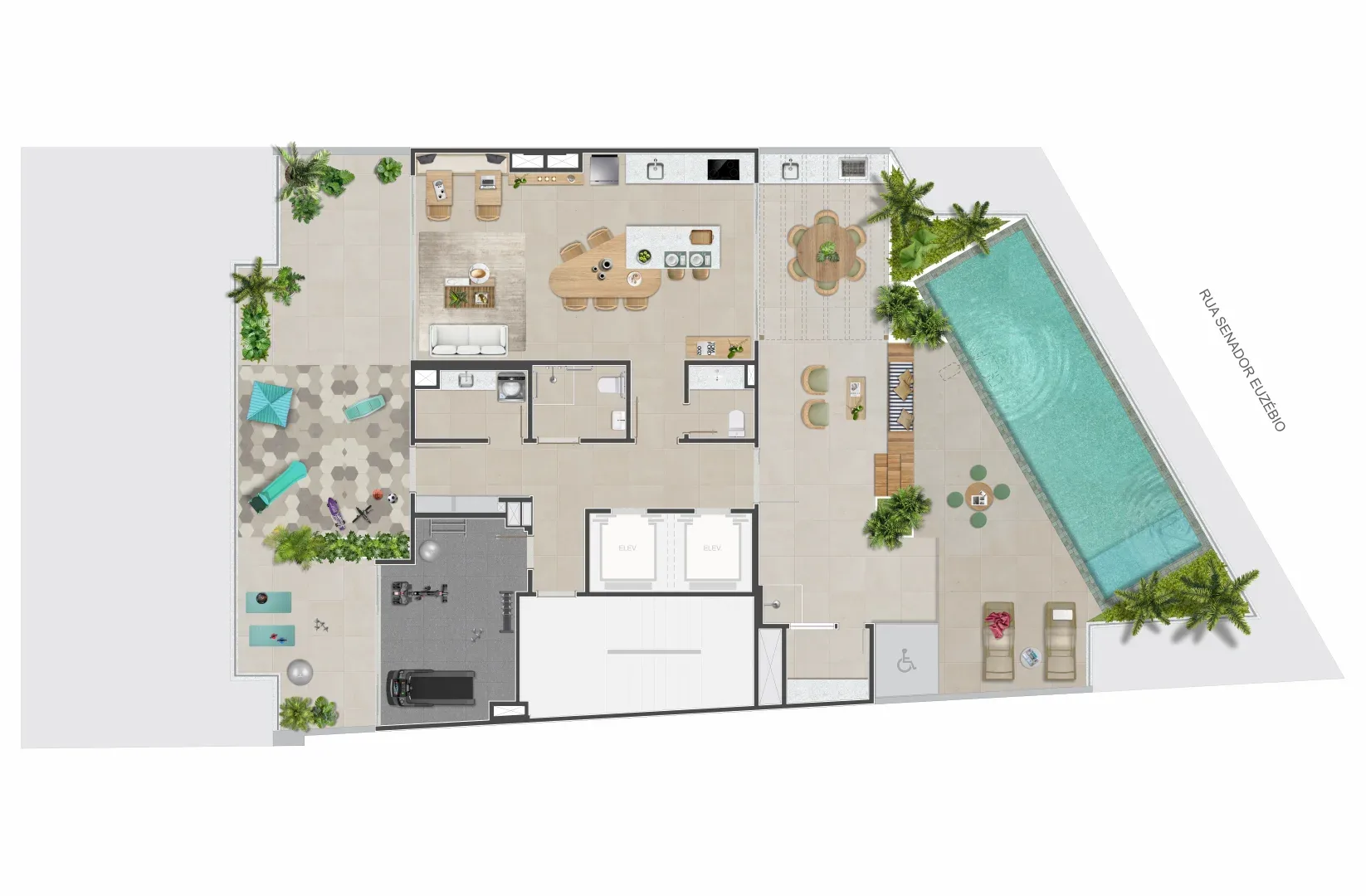 Planta 1: Euzébio Flamengo , studio de alto padrão no Flamengo, Rio de Janeiro