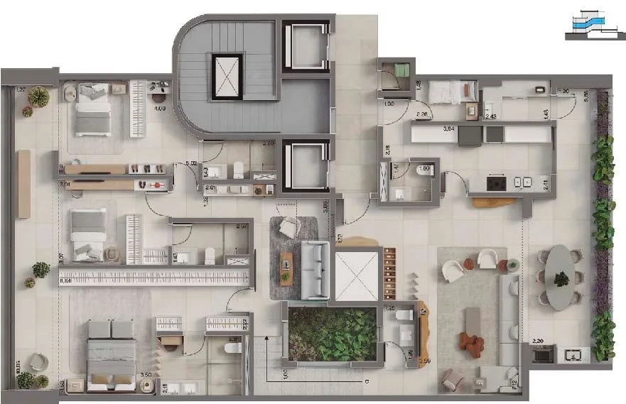 Planta 8: Insigna Península, apartamento de alto padrão na Barra da Tijuca, Rio de Janeiro