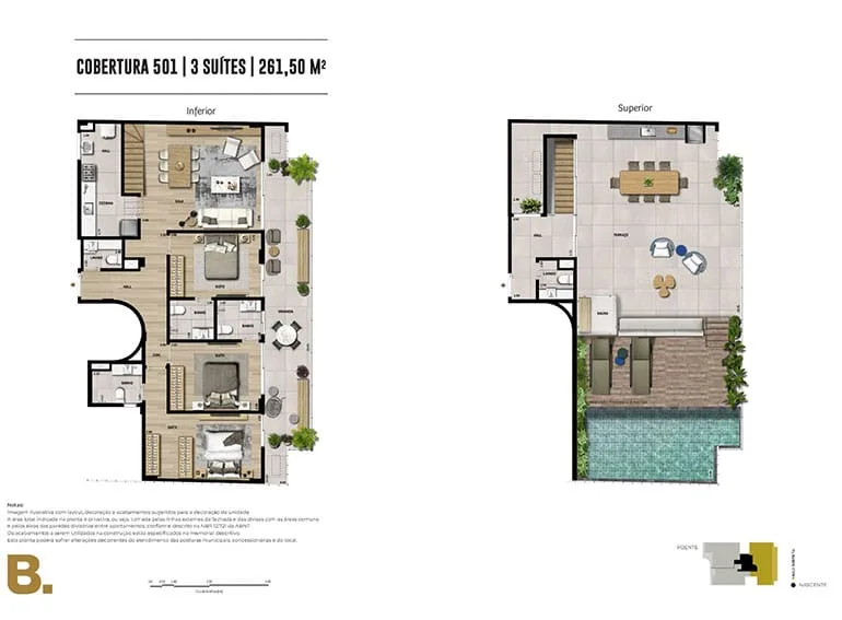 Planta 3: PB 50 Botafogo, apartamento de alto padrão em Botafogo, Rio de Janeiro
