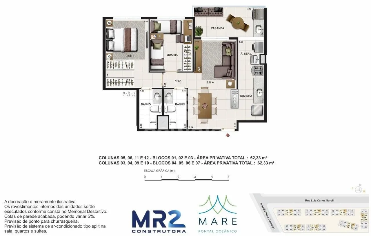 Planta 6: Mare Pontal Oceânico, apartamento de alto padrão no Recreio dos Bandeirantes, Rio de Janeiro