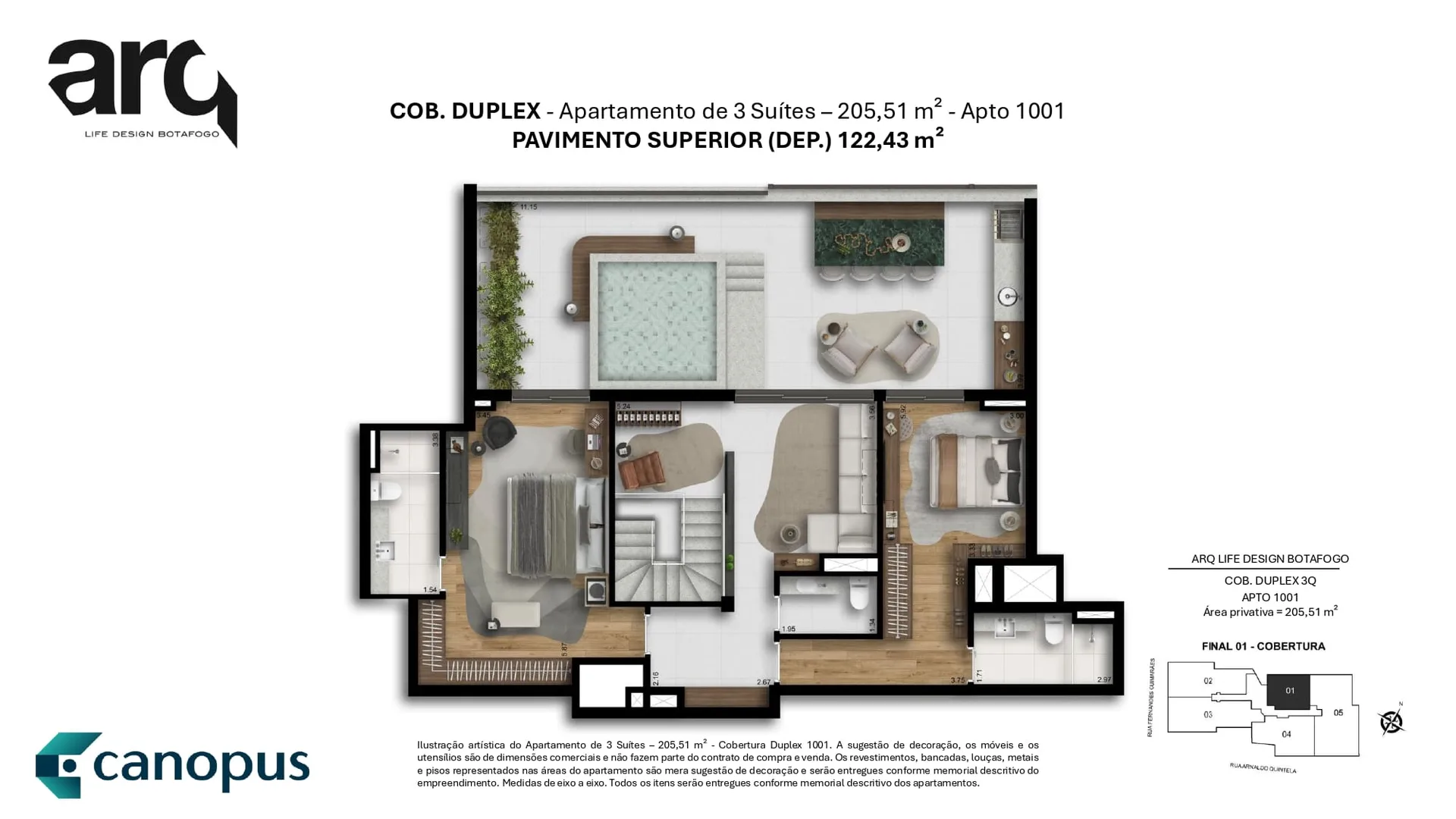 Planta 8: Arq Life Design Botafogo, apartamento de alto padrão em Botafogo, Rio de Janeiro