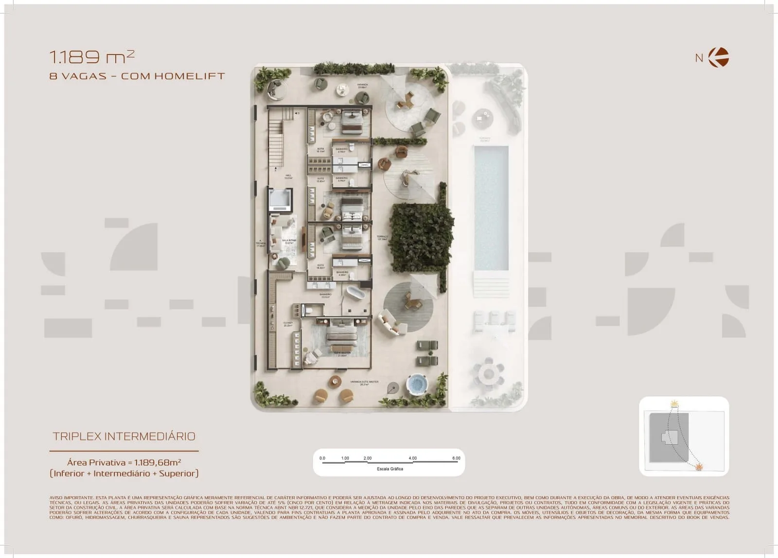 Planta 15: Atto Pininfarina Barra, apartamento de alto padrão na Barra da Tijuca, Rio de Janeiro