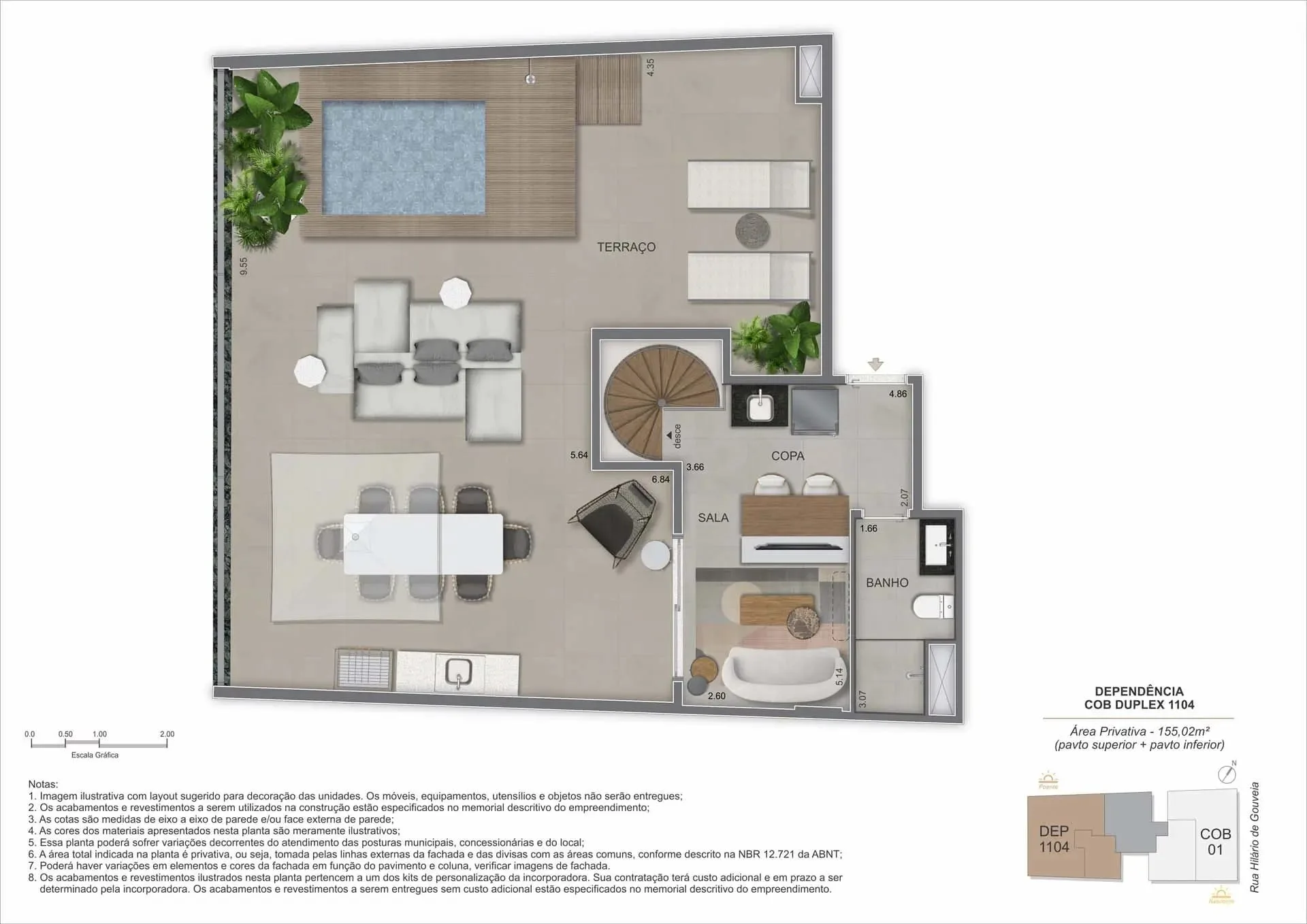 Planta 11: Nook Copacabana, studio de alto padrão em Copacabana, Rio de Janeiro
