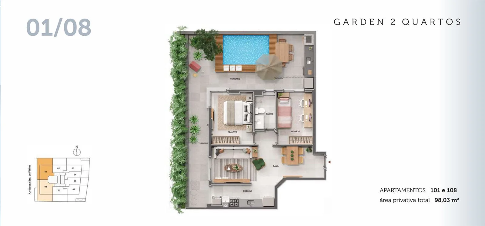 Planta 8: Cores de Fátima, apartamento de alto padrão no Centro, Rio de Janeiro