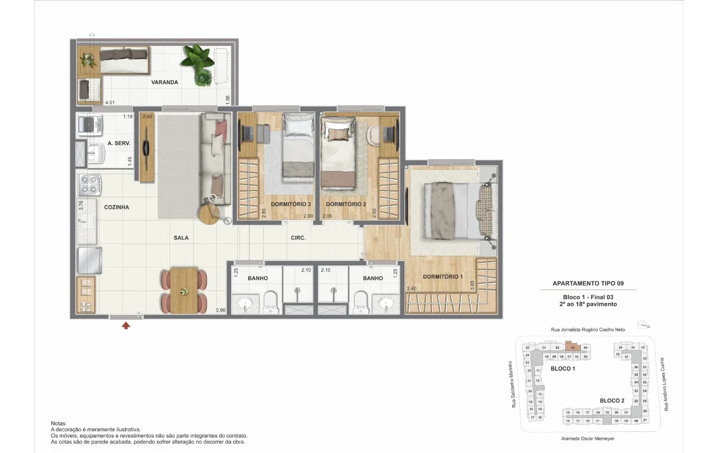 Planta 1: Orla Central , apartamento de alto padrão no Centro, Rio de Janeiro