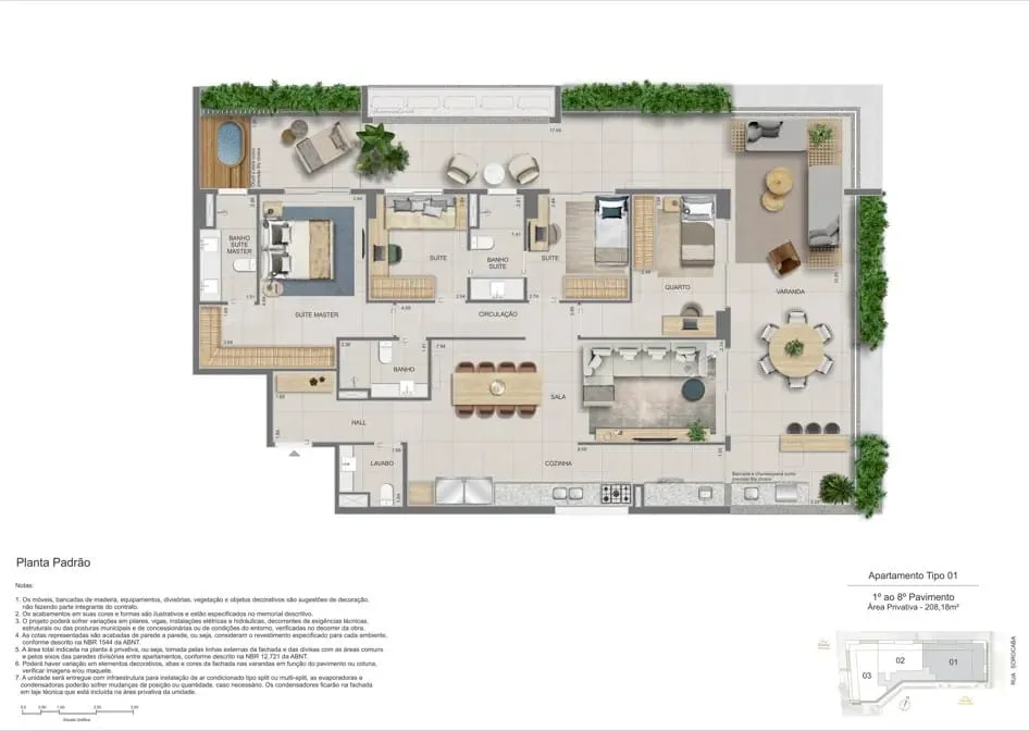 Planta 1: Zenture Residencial, apartamento de alto padrão em Botafogo, Rio de Janeiro