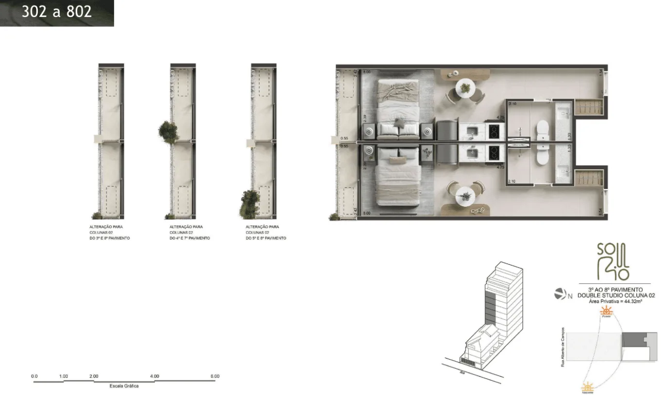 Planta 17: Soul Rio Ipanema, studio de alto padrão em Ipanema, Rio de Janeiro
