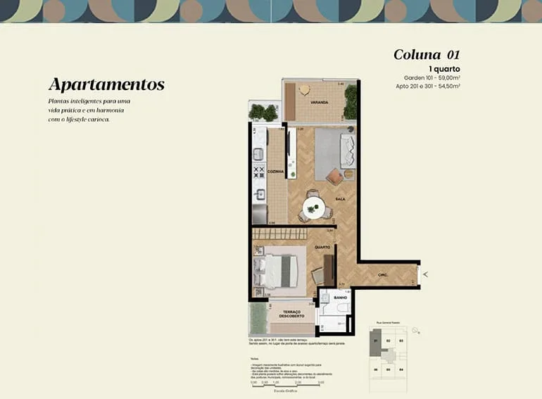 Planta 1: Grid Residencial Gávea, apartamento de alto padrão na Gávea, Rio de Janeiro