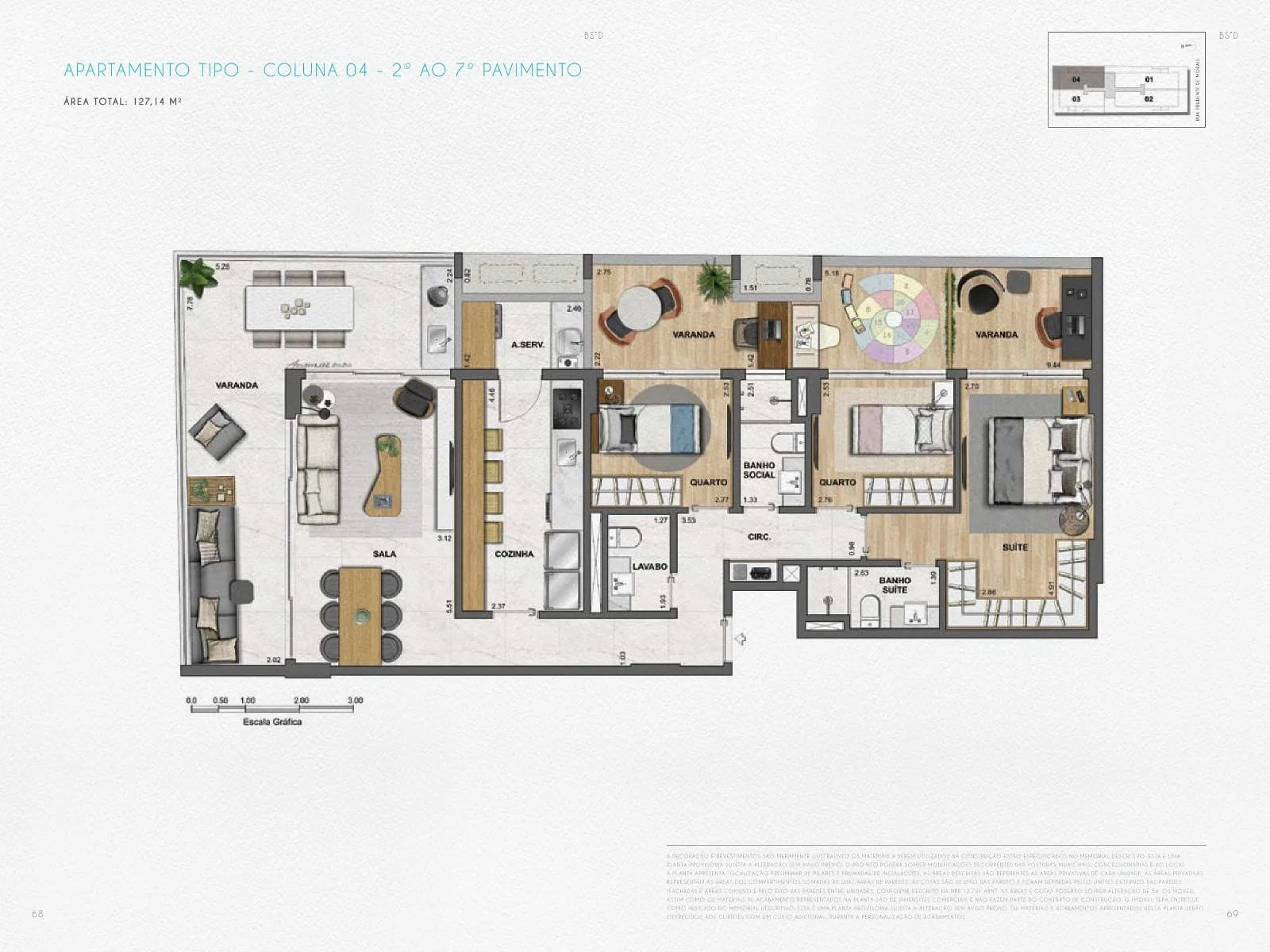 Planta 8: Nove Ipanema Mozak, apartamento de alto padrão em Ipanema, Rio de Janeiro