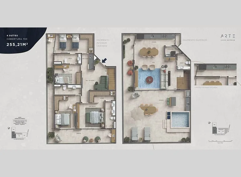 Planta 4: Arte Jardim Botânico, apartamento de alto padrão no Jardim Botânico, Rio de Janeiro