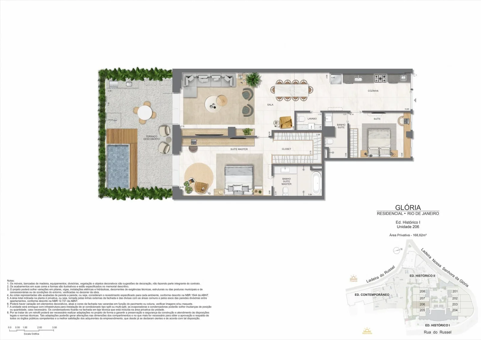 Planta 6: Glória Residencial, apartamento de alto padrão na Gávea, Rio de Janeiro