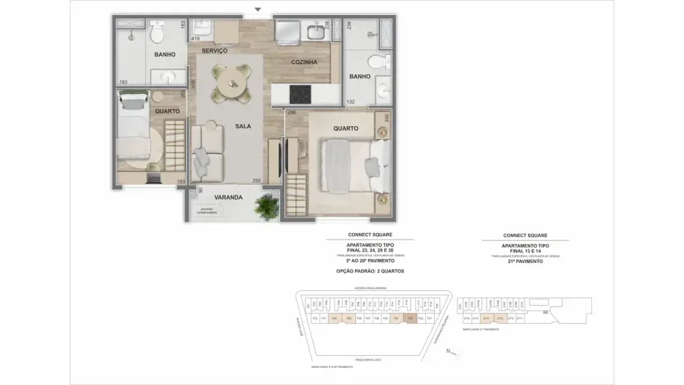 Planta 8: Connect Square, studio de alto padrão no Centro, Rio de Janeiro