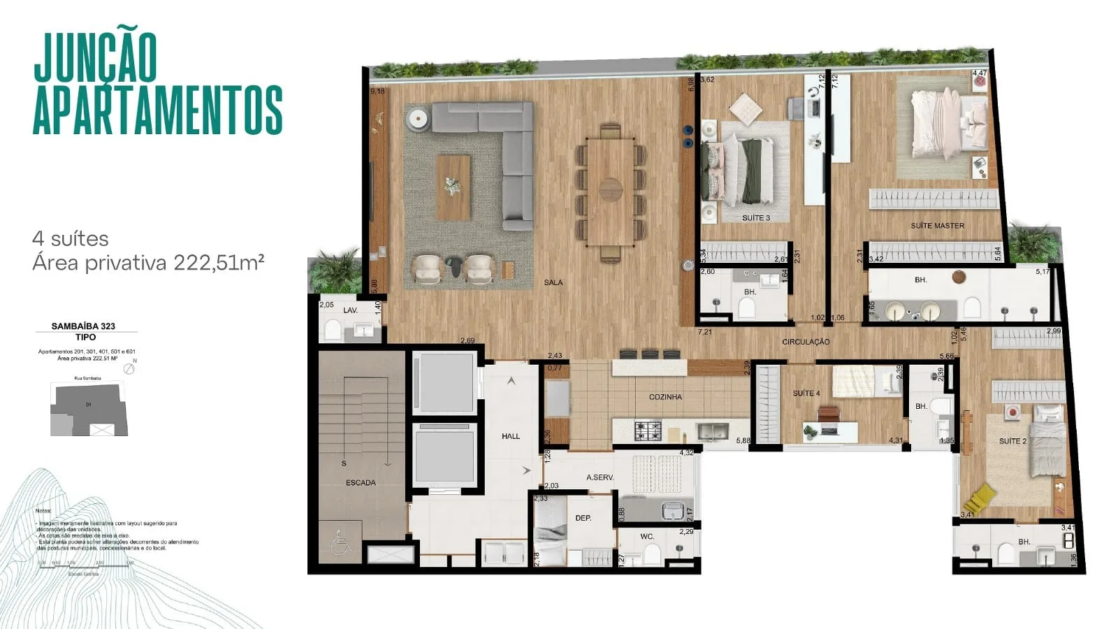 Planta 6: Sambaiba 323 Leblon, apartamento de alto padrão no Leblon, Rio de Janeiro