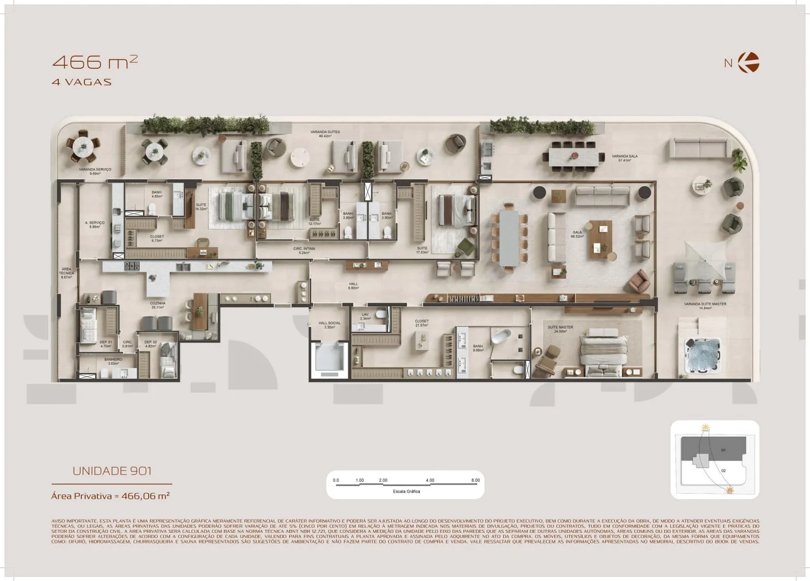 Planta 9: Atto Pininfarina Barra, apartamento de alto padrão na Barra da Tijuca, Rio de Janeiro